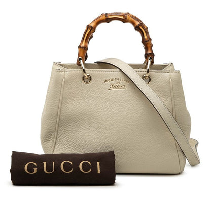 Gucci Bamboo 2-Way Shoulder Bag White Leather — view 7