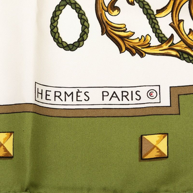 Hermes Carre 90 les Cles the Keys Rare Key Scarf Green Multicolor Silk — view 3