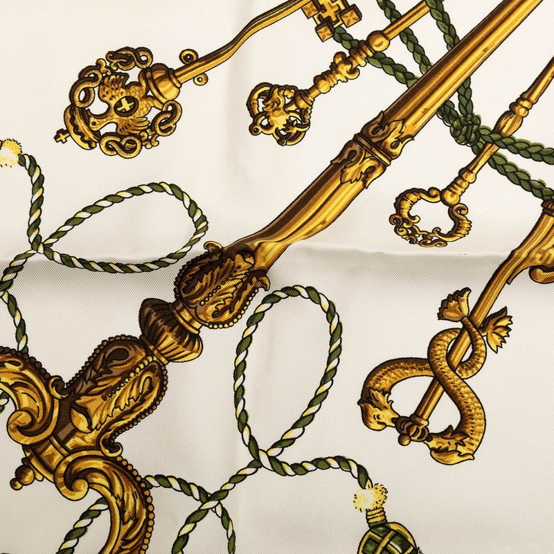 Hermes Carre 90 les Cles the Keys Rare Key Scarf Green Multicolor Silk — view 5