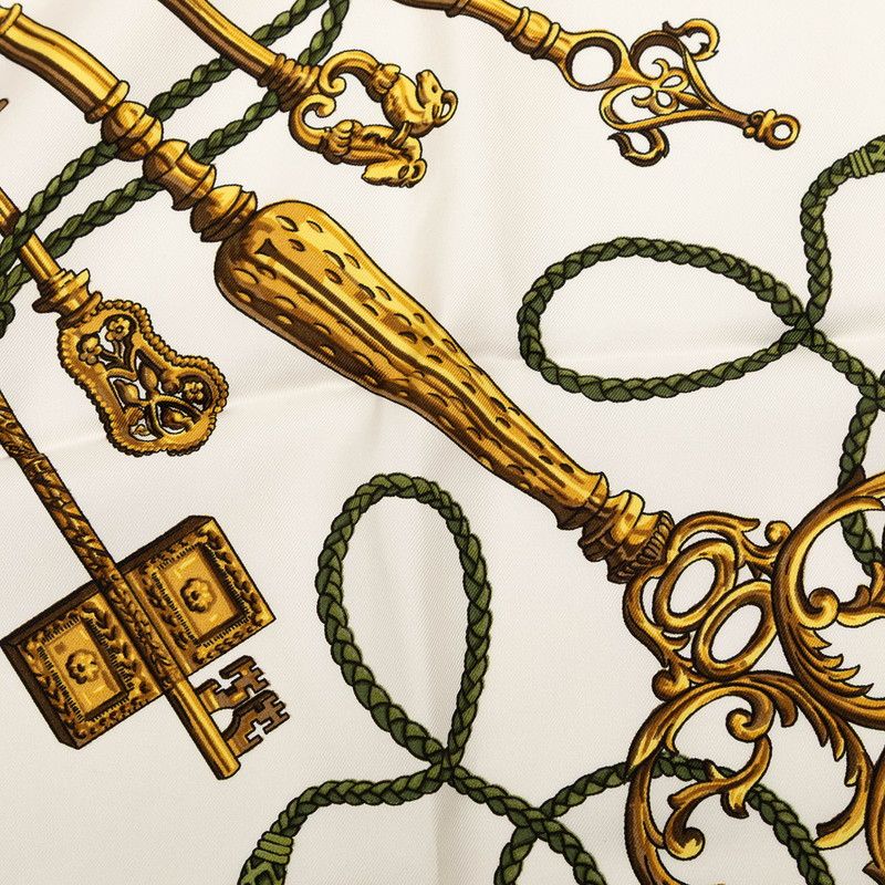 Hermes Carre 90 les Cles the Keys Rare Key Scarf Green Multicolor Silk — view 4