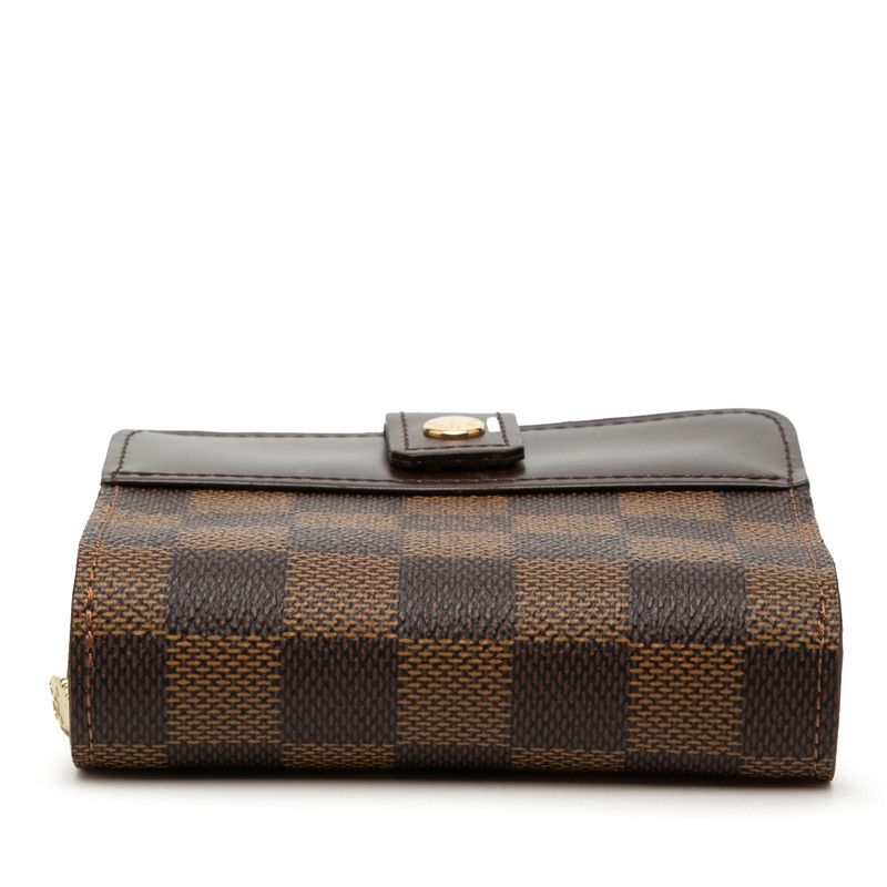 Louis Vuitton Damier Compact Zip Bifold Wallet Ebene Brown Leather — view 3