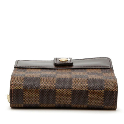 Louis Vuitton Damier Compact Zip Bifold Wallet Ebene Brown Leather — view 3