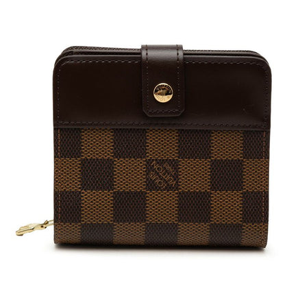 Louis Vuitton Damier Compact Zip Bifold Wallet Ebene Brown Leather