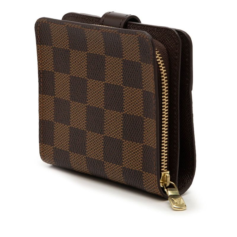 Louis Vuitton Damier Compact Zip Bifold Wallet Ebene Brown Leather — view 2