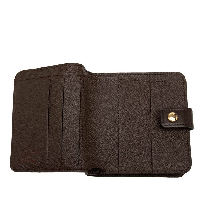 Louis Vuitton Damier Compact Zip Bifold Wallet Ebene Brown Leather — view 4