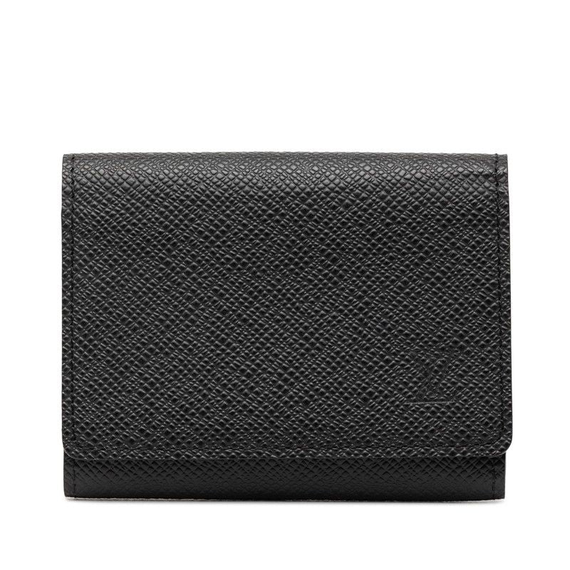 Louis Vuitton Taiga Envelope Carte de Visite Card Case Noir Black Leather