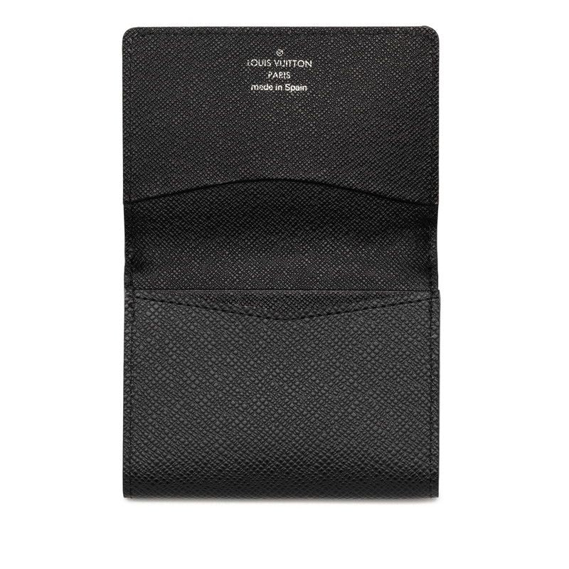 Louis Vuitton Taiga Envelope Carte de Visite Card Case Noir Black Leather — view 4