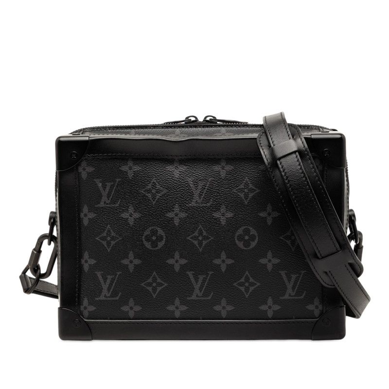 Louis Vuitton Monogram Eclipse Soft Trunk Crossbody Shoulder Bag Black Gray