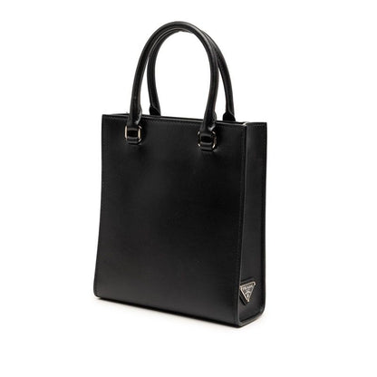 Prada Triangle Logo Mini 2-Way Shoulder Bag Black Leather — view 2