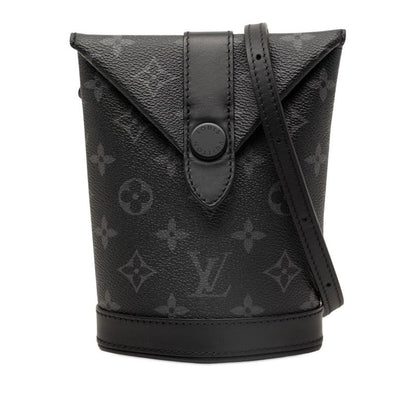 Louis Vuitton Monogram Eclipse Envelope Pouch Shoulder Bag Black Gray Leather