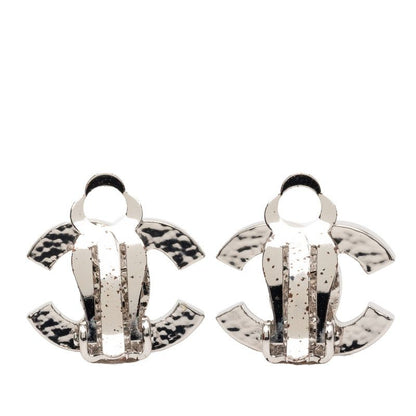 Chanel CC Logo Earrings Silver Metal Faux Pearl — view 2