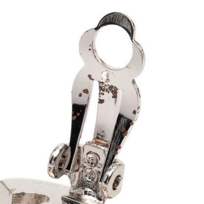 Chanel CC Logo Earrings Silver Metal Faux Pearl — view 4