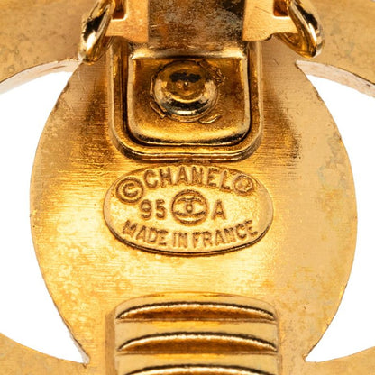 Chanel CC Logo Turnlock Vintage Earrings Gold Plated — view 3