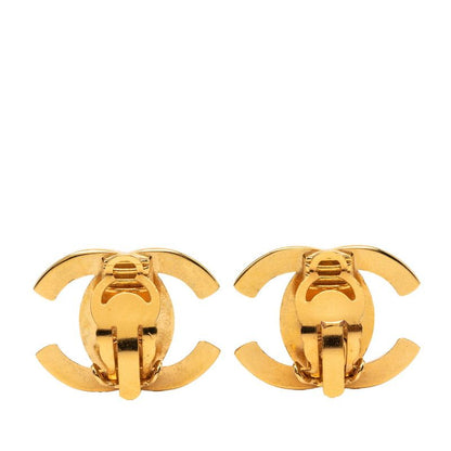 Chanel CC Logo Turnlock Vintage Earrings Gold Plated — view 2