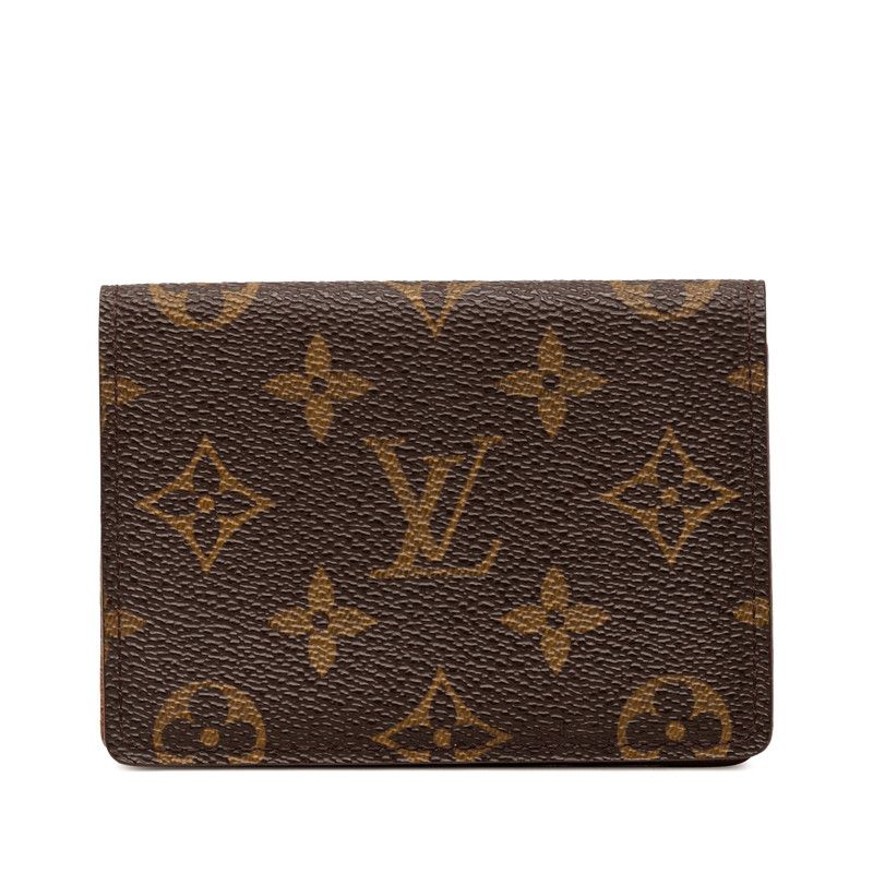 Louis Vuitton Monogram Porto 2 Cult Vertical Card Case Fixed Era Brown Leather