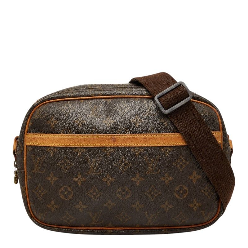 Louis Vuitton Monogram Reporter PM Crossbody Shoulder Bag Brown Leather