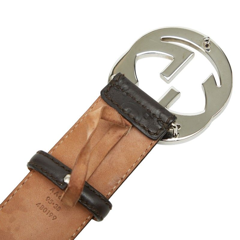 Gucci Interlocking Guccissima 95 38 Brown Leather 1- Belt — view 5