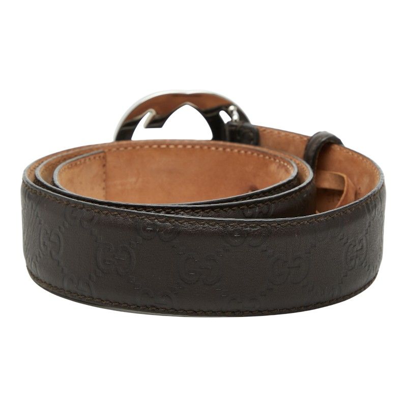 Gucci Interlocking Guccissima 95 38 Brown Leather 1- Belt — view 3