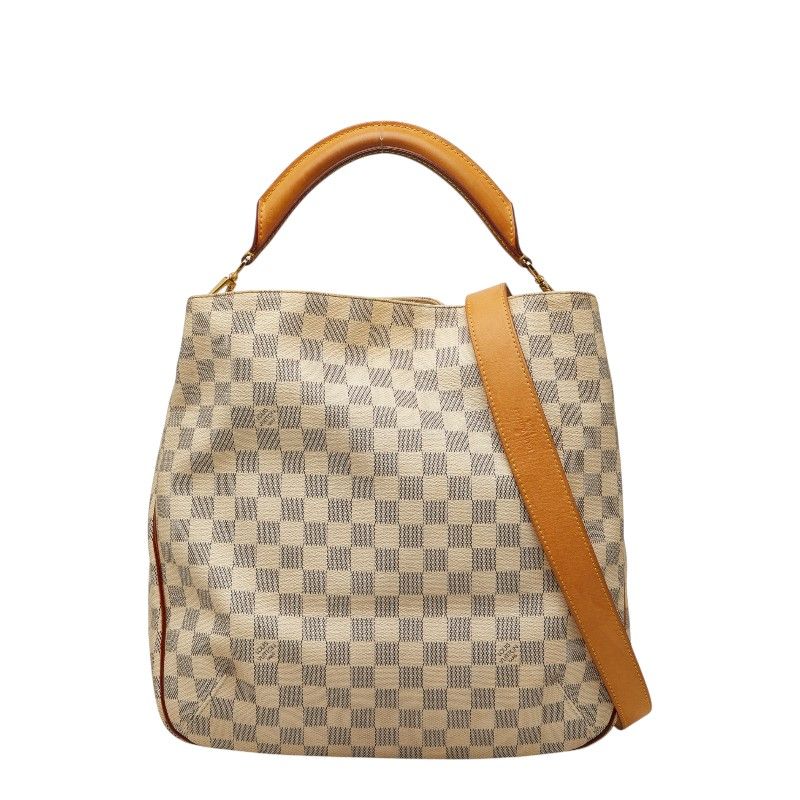 Louis Vuitton Damier Azur Sophie 2-Way Shoulder Bag White Leather