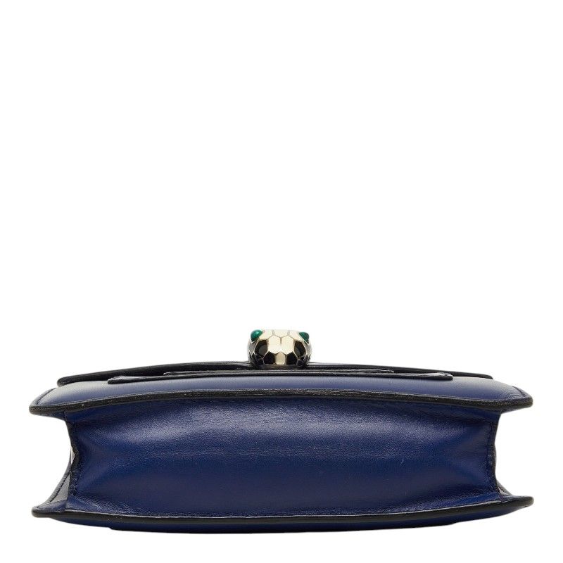 Bvlgari Serpenti Forever Chain Shoulder Bag Navy Leather — view 3