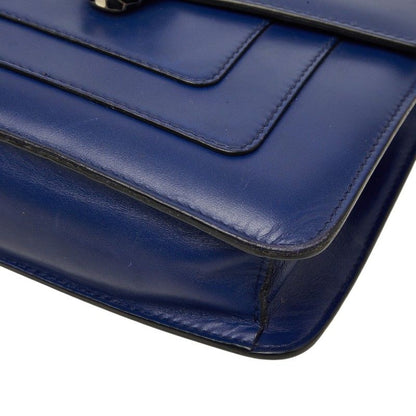 Bvlgari Serpenti Forever Chain Shoulder Bag Navy Leather — view 4