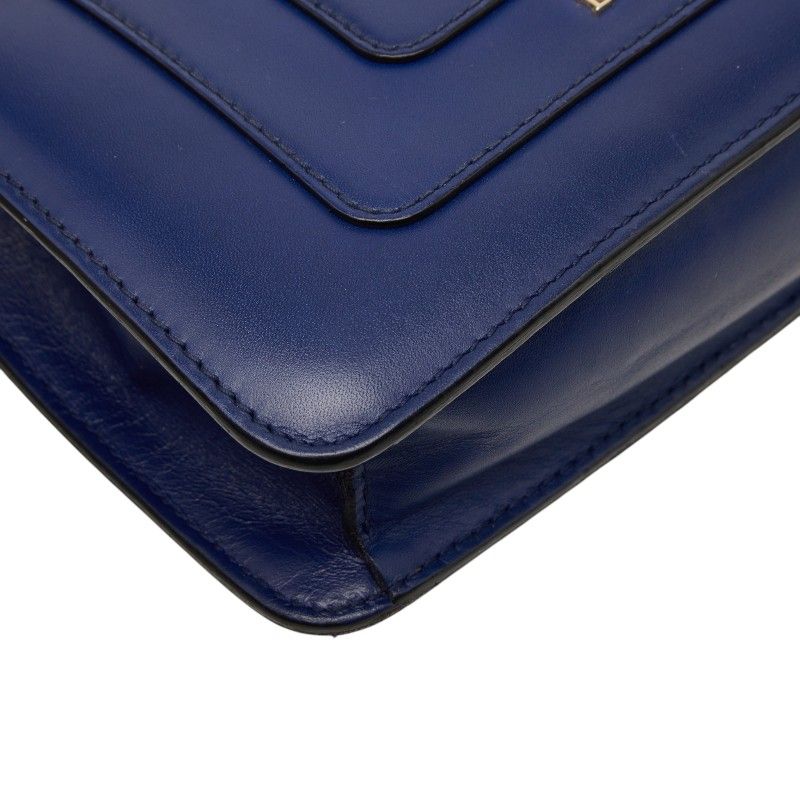 Bvlgari Serpenti Forever Chain Shoulder Bag Navy Leather — view 7