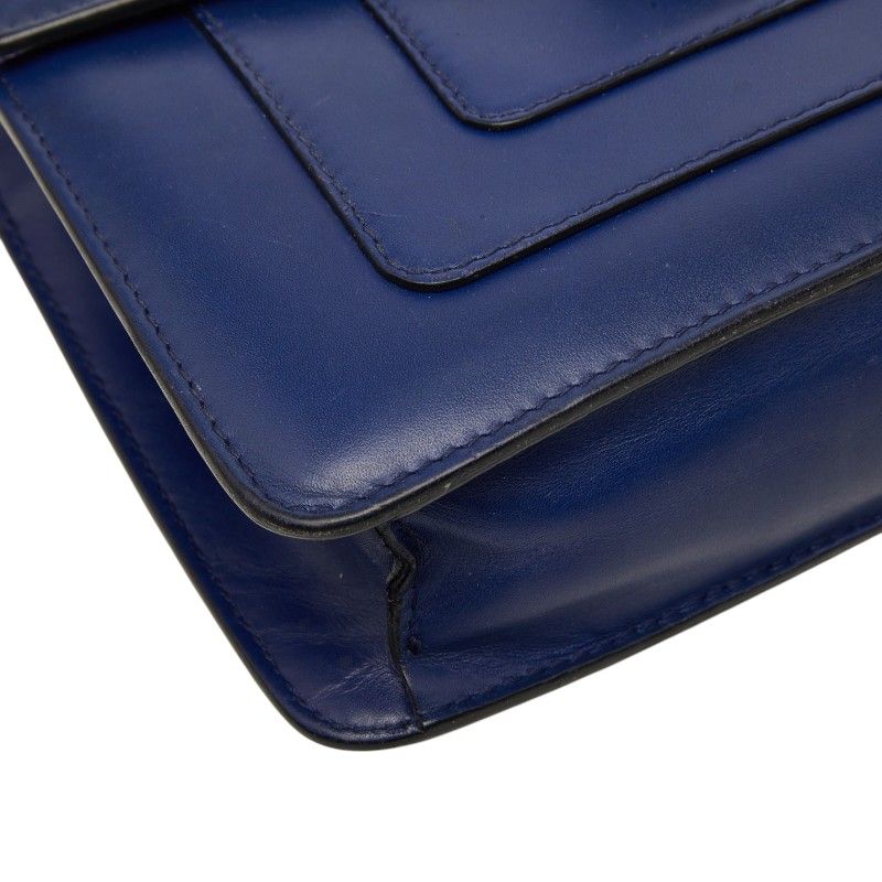 Bvlgari Serpenti Forever Chain Shoulder Bag Navy Leather — view 5