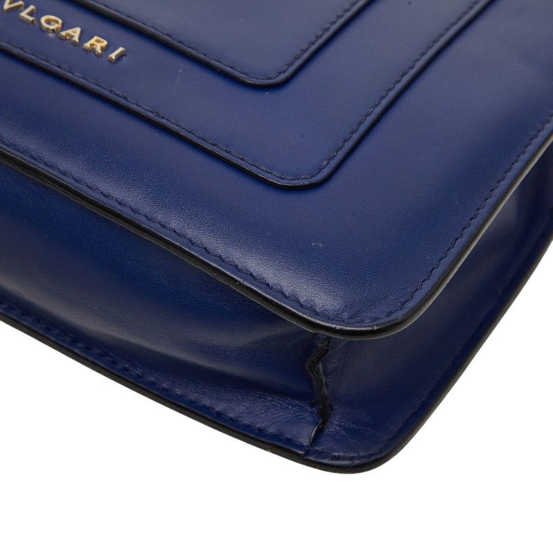 Bvlgari Serpenti Forever Chain Shoulder Bag Navy Leather — view 6