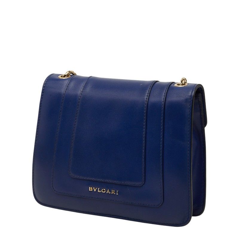 Bvlgari Serpenti Forever Chain Shoulder Bag Navy Leather — view 2