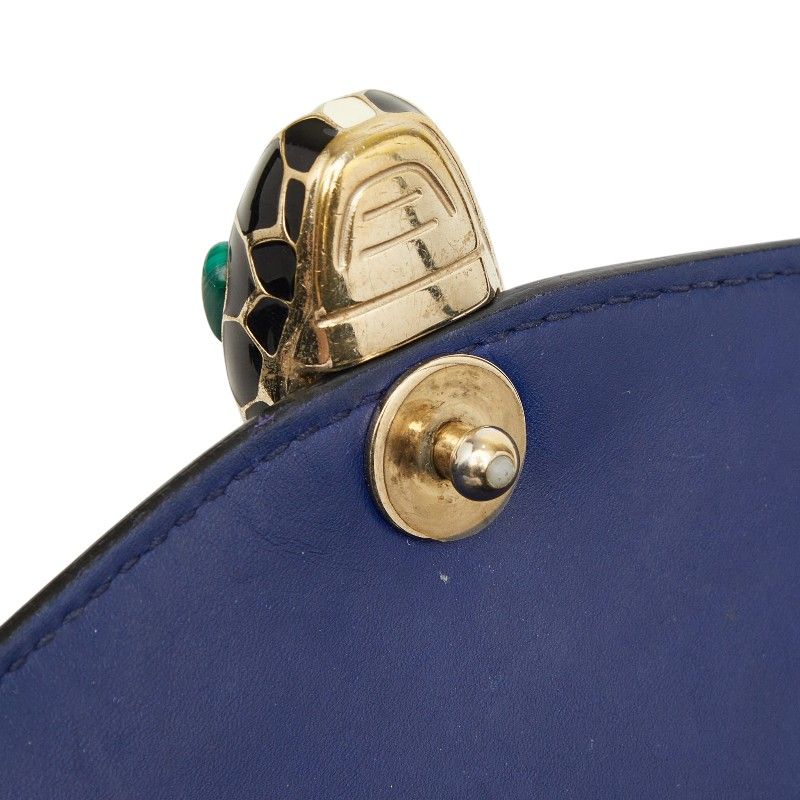 Bvlgari Serpenti Forever Chain Shoulder Bag Navy Leather — view 9