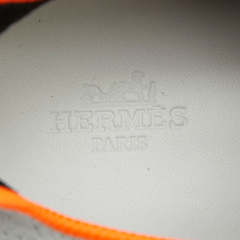 Hermes Logo Cles Sneakers Slip on 41.5 White Orange Fabric — view 7