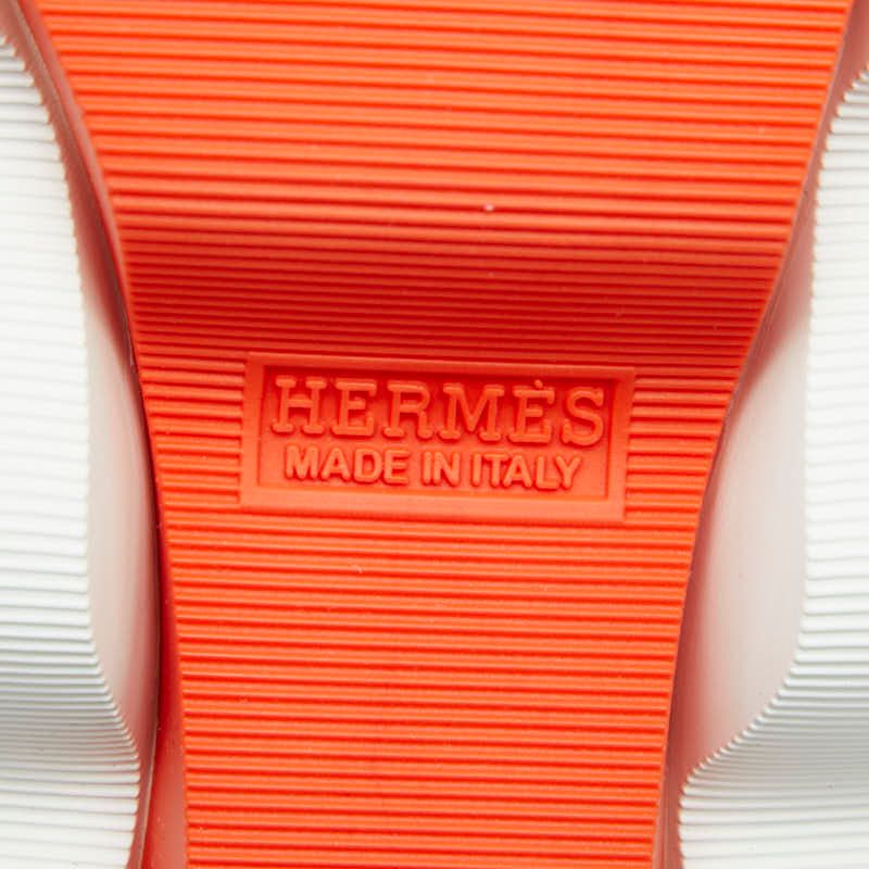 Hermes Logo Cles Sneakers Slip on 41.5 White Orange Fabric — view 8