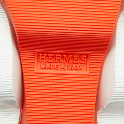Hermes Logo Cles Sneakers Slip on 41.5 White Orange Fabric — view 8