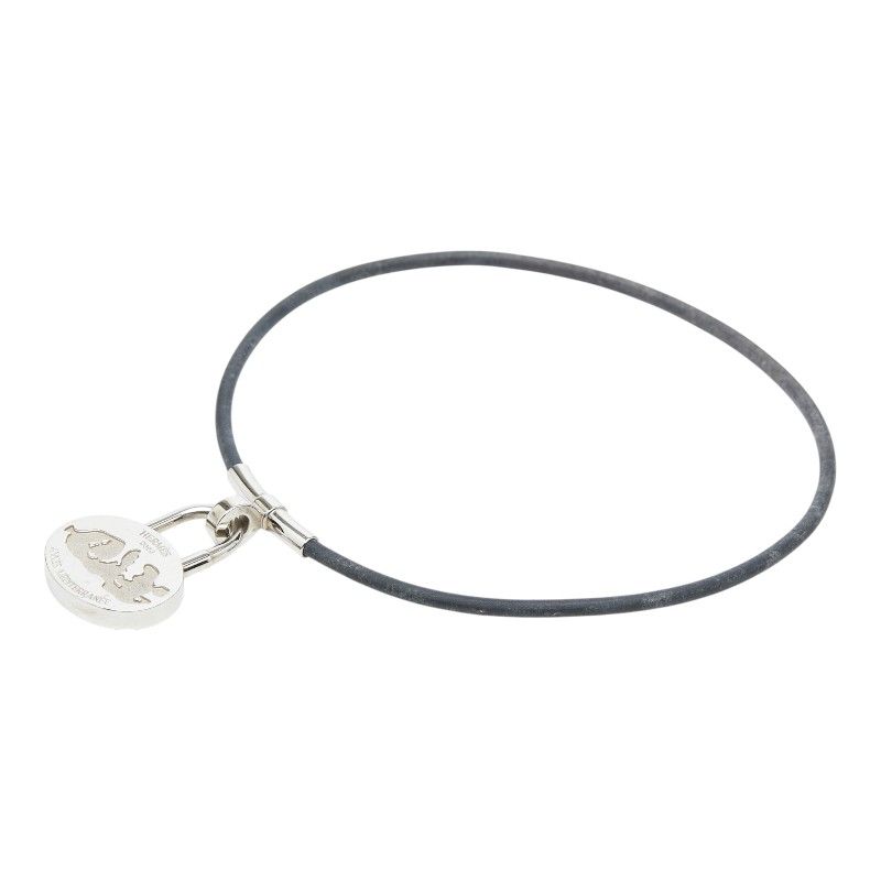 Hermes Mediterranean Limited Necklace Choker Silver Black Metal Leather — view 4