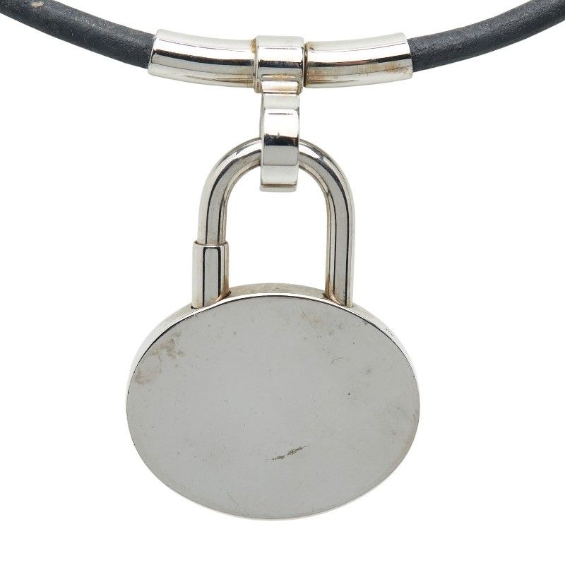 Hermes Mediterranean Limited Necklace Choker Silver Black Metal Leather — view 3