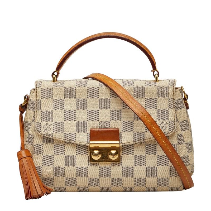 Louis Vuitton Damier Azur Croisette 2-Way Shoulder Bag White Leather