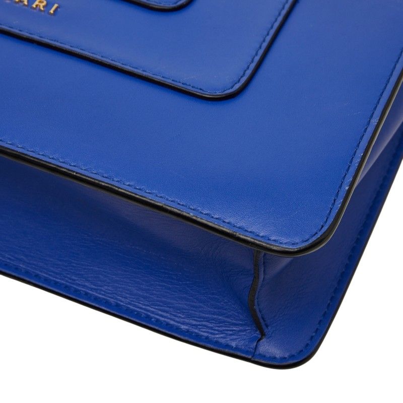 Bvlgari Serpenti Forever Chain Shoulder Bag Blue Leather — view 6
