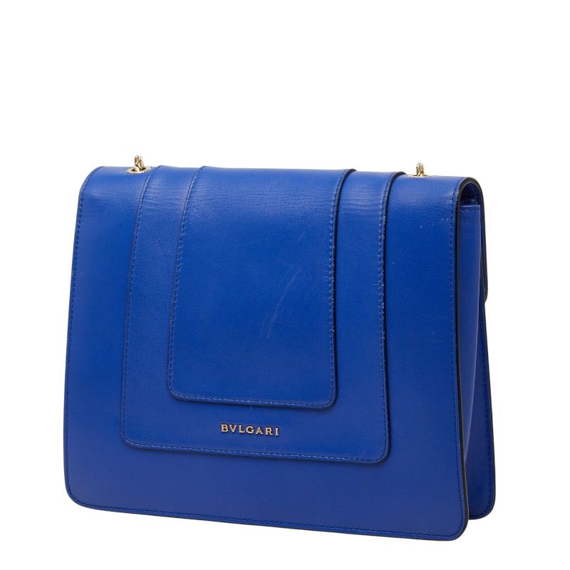 Bvlgari Serpenti Forever Chain Shoulder Bag Blue Leather — view 2