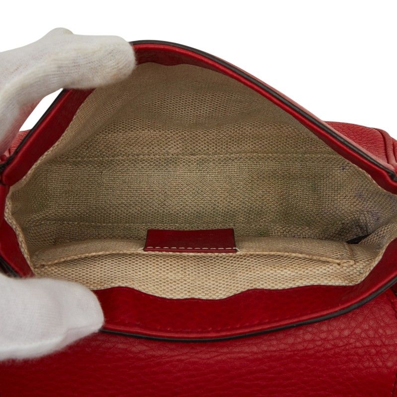 Gucci Soho Interlocking Chain Shoulder Bag Red Leather — view 8