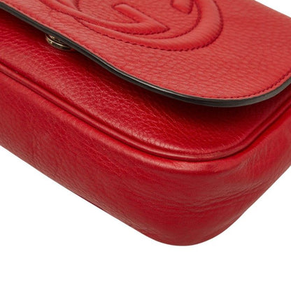 Gucci Soho Interlocking Chain Shoulder Bag Red Leather — view 4