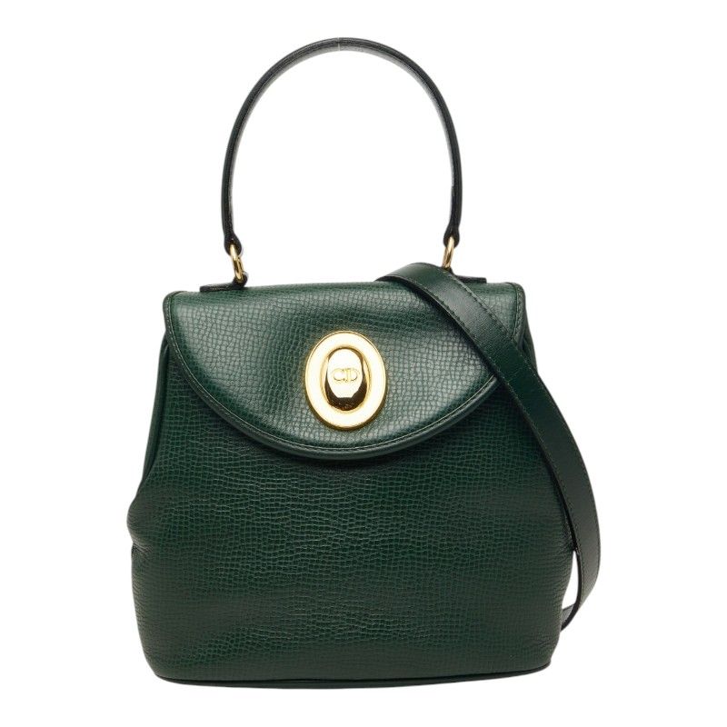 Dior 2-Way Shoulder Bag Green Leather