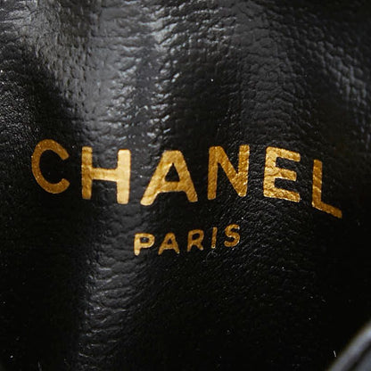 Chanel CC Logo Mini Quilted Chain Shoulder Bag Pouch Black Satin Leather — view 7