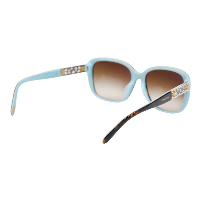Tiffany & Co Visual Butterfly Sunglasses Cobalt Blue Brown Acetate Line Stone — view 3