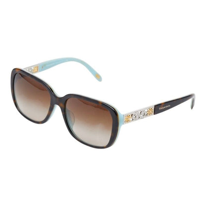 Tiffany & Co Visual Butterfly Sunglasses Cobalt Blue Brown Acetate Line Stone