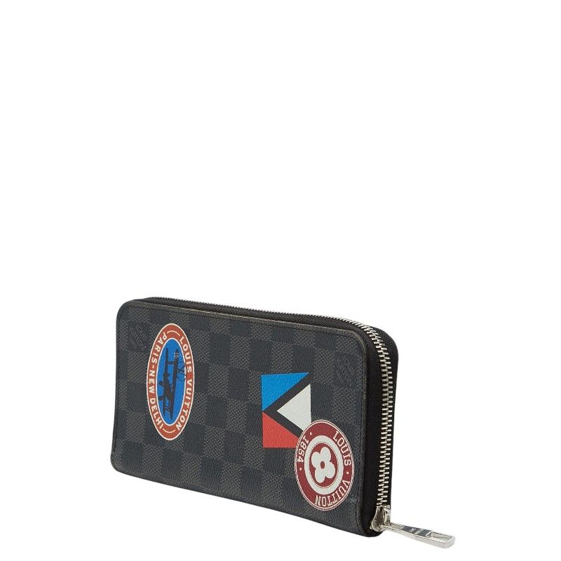 Louis Vuitton Damier Graphite Stickers Zippy Wallet Vertical Zip Around Black — view 2