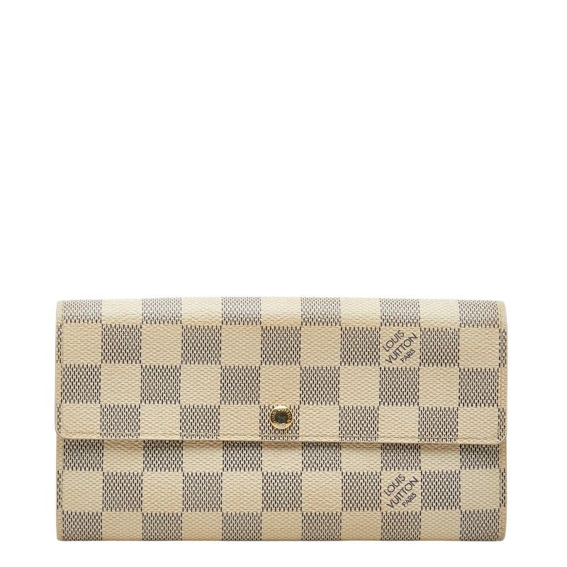 Louis Vuitton Damier Azur Portefeuille Sarah Wallet White Leather