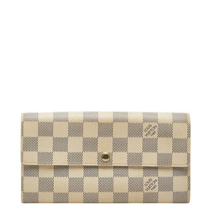 Louis Vuitton Damier Azur Portefeuille Sarah Wallet White Leather