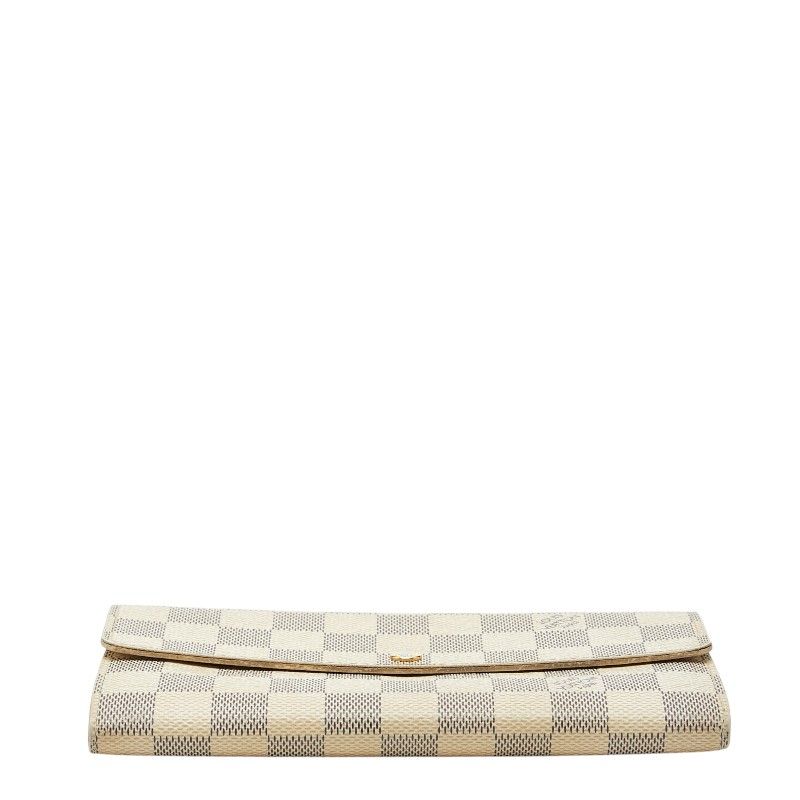 Louis Vuitton Damier Azur Portefeuille Sarah Wallet White Leather — view 3
