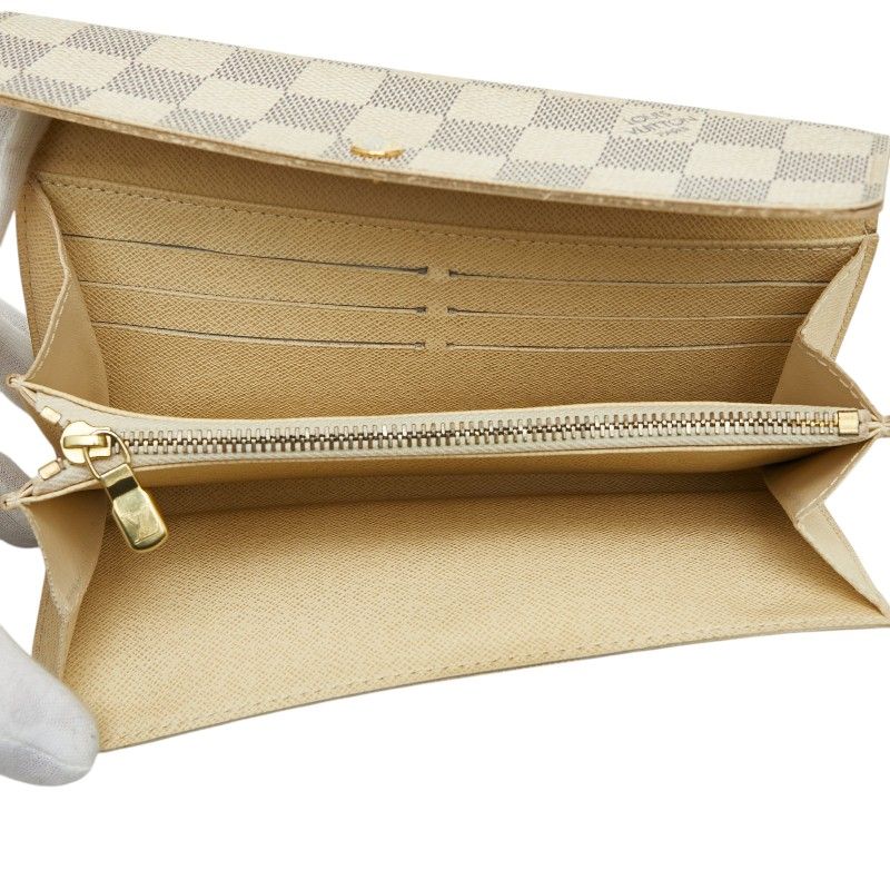 Louis Vuitton Damier Azur Portefeuille Sarah Wallet White Leather — view 7