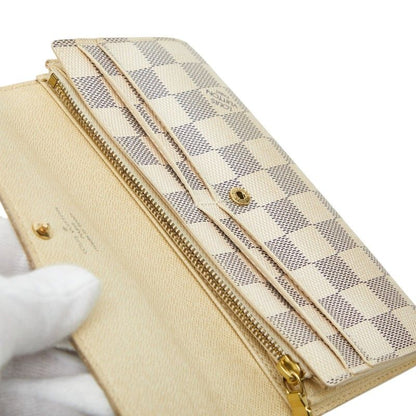 Louis Vuitton Damier Azur Portefeuille Sarah Wallet White Leather — view 8